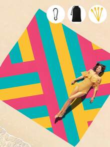 1 套沙滩垫，包括沙滩垫、挂钩、手提袋、沙滩夹；适合海滩、露营和野餐