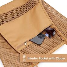 1 geantă pliabilă cu plasă structurată, geantă de umăr pentru femei, potrivită pentru călătoriile de vară esențiale, geantă de plajă, geantă de cumpărături, geantă de voiaj, impermeabilă, capacitate mare