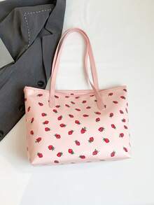 Cute & Elegant Printed One Shoulder Tote Bag, Fashionable Large Capacity Reusable Shopping Bag, Unique Design - Multicolor - View 6