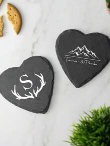 1pc Customized Heart/Round/Square Stone Coaster, Personalize Your Beverage Cups Like Coffee, Tea, Beer, Wine, Whiskey, Wedding, Birthday, Anniversary, Christmas Gift Coaster - Multicolor - View 8