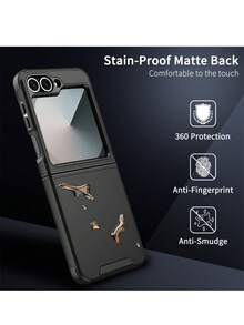 Luxury Magnetic Shock-Proof Armor Protective Case, Compatible With Samsung Galaxy Z Flip 6 7 5 4 5G, Wireless Charging Back Cover, Waterproof, Shockproof, Scratch-Resistant - Black - View 5