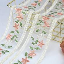2 Yards Embroidered Floral Ribbon] Embroidered Lace Trim Ribbon, 2 Yards, Mixed Color Floral Design For DIY Crafts, Clothing, Bedding, And Window Treatments - Multicolor - View 18