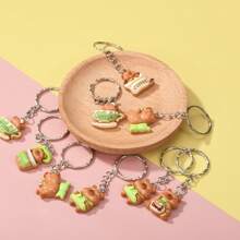5pcs Random Assortment Of Solid Color & Glow-In-The-Dark Capybara Bear Pendant Keychain, Suitable For Daily Carry And Sharing With Friends/Family Car Accessories Bag Charm