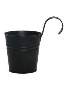 1 pieza Macetas colgantes de metal y hierro para valla, balcón, jardín y decoración del hogar con ganchos desmontables, negro, multicolor. Macetas para exteriores estilo nórdico resistentes a las heladas 2025, macetas autorriegantes para balcones, macetas decorativas grandes de resina con textura de cemento, macetas decorativas para villa y patio, macetas apilables modulares para plantas