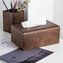 1 pezzo Scatola fazzoletti in noce per soggiorno, scatola in legno massello per fogli di carta, scatola da tavolo per contenimento, decorazione per casa, bagno, accessori cucina