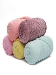 500G 16Meters Super Velvet Chunky Yarn,3cm Thick Bulky Giant Thread ,White Bag ,Yarn For Hand Knitting DIY, Handmade Bag,Soft Big Blanket Carpet , Fabric Strips, Cushions And Cat Beds - Multicolor - View 3