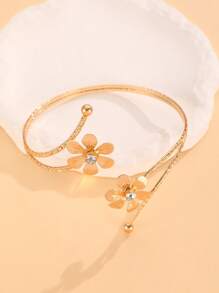 1 Peça Pulseira de Borboleta com Flor Vazada para Mulheres, Design Elegante e Personalizado, Presente para Férias, Festa, Viagem