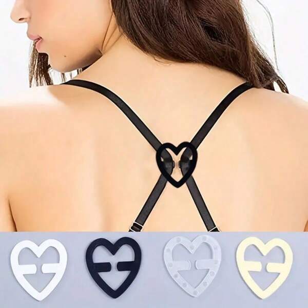 4 Stücke/Set Liebesförmiger BH-Träger Clip, unsichtbarer rutschfester BH-Träger Verschluss Körperpflege für Reise, Sport, Outdoor, Gürtel, Weihnachtsgeschenk, Sommerreise-Essentials 2025, Urlaubsgeschenkgeber, Partyaccessoires Sommerkühlung, Strand, Reise