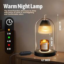 GEEZO Fragrance Candle Warmer Lamp,Electric Candle Warmer With Timer & Dimmer,Mom Christmas Birthday Gifts For Women, House Warming Gifts New Home Bedroom Decor - 黑色03 - 查看 2