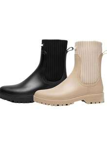 Women's Solid Color Ankle Boots, Fashion Boots For Women, Round Toe Water Boots For Women For Garden, Outdoor Footwear, 2024 Autumn Outfits  Comfortable Shoes For Daily Wear, Perfect For Students And Outdoor, Cute Winter Outfits - Army Green - View 7