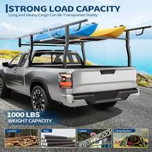 Truck Bed Ladder Rack, Non-Drilling, 1000 LBS Load Capacity, Fit Most Truck Bed Ranging From 49" To 65" Wide, Extendable Heavy Duty Steel Cargo Rack For Kayak, Surfboard, Lumber, Ladder - Black - View 1