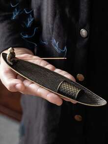 1 bruciatore di incenso vintage in metallo a forma di pescatore, porta incenso arredamento domestico, fornello zen adatto per aromaterapia e meditazione, portaincenso in filo di lega a forma di lenza da pesca, bruciatore di incenso per cerimonia del tè, bruciatore di incenso per uso domestico al chiuso