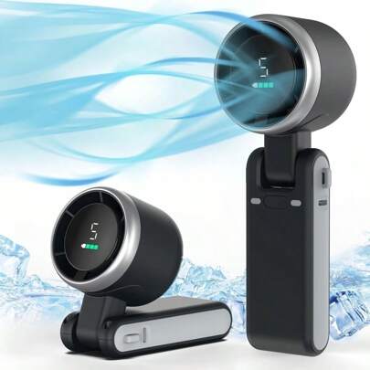 Portable Foldable Handheld Fan - USB Rechargeable, Ultra-Quiet 5 Speed Adjustable, 3600mAh Battery (10H Runtime), Suitable For Office Desk, Bedroom, Dorm, Outdoor Travel Summer Cooling,Beach,Travel