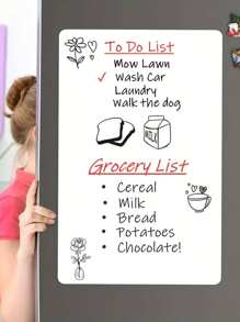 Magnetic Dry Erase Calendar For Refrigerator - Includes 2 Free Markers And 1 Magnetic Whiteboard Eraser, Perfect For Kitchen Organization And Office Use, Refrigerator Accessories,School Supplies,Back To School