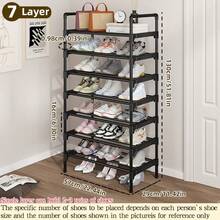 1pc Multilayer Simple Shoe Rack, Multi-Functional Shoe Organizer, Space-Saving Storage Shelf, Reinforced Metal Pipe, Elongated Plastic Brackets, Suitable For Entrance, Closet, Hallway, Bedroom, Garage - Black - View 11