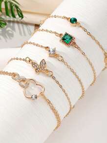 Ensemble de bijoux pour femme 5 pièces, bracelet à la mode et décontracté, idéal au quotidien et comme cadeau de Noël pour vos amis.