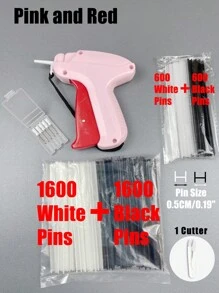 1 Set Handheld Quick Clothing Fixer Fine Tagging Gun For Clothes With 1600 White Fasteners And 1600 Black Pins,No Need To Replace Needle,Mini Stitch Gun Sewing Heming Quilting Tag Gun