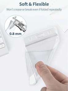 Waterproof Clear Extra Thick Horizontal And Vertical Plastic Transparent Card Holder, PVC Waterproof Business Card, ID Card, Credit Card Protector, Badge Holder, Convenient Portable Card, Wallet, Name Card Holder, Teacher Lanyard ID Card Holder, Unisex Card Holder (Lanyard Not Included) - Multicolor - View 9