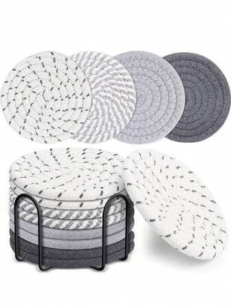 Set de 4 posavasos absorbentes de colores grises aleatorios, lindos posavasos para la mesa de café, posavasos para el escritorio, artículos esenciales para el hogar nuevo
