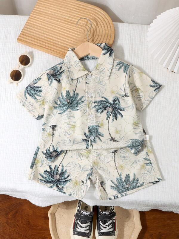 Camisa Tie-Dye de Manga Curta de Moda Masculina, Conjunto de Camisas Gráficas de Estampa Total de Estilo Coreano para Crianças no Verão