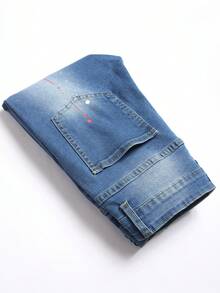 Teen Boy Fashion Firework Distressed Ripped Denim Jeans - Baby Blue - View 9