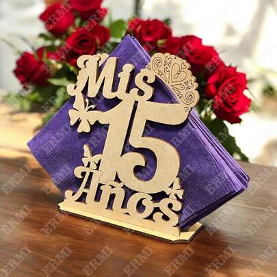 Servilletero Mis XV Años recuerdo fiesta 10 piezas organizador servilletas diseño elegante eventos celebraciones sobremesa accesorios hogar mesa