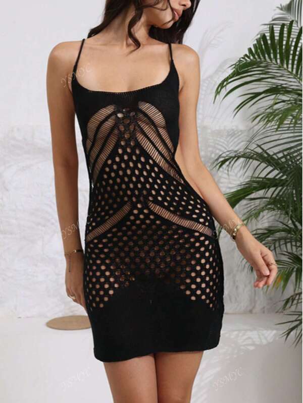 Vestido tejido sexy con diseño calado, moda apropiada para el verano