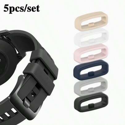 5pcs Multi-Color Silicone Watch Band Loops - Durable Strap Holders & Keepers For Smartwatches, Sport Watches | Flexible Rubber Replacement Loops With Secure Buckle Closure