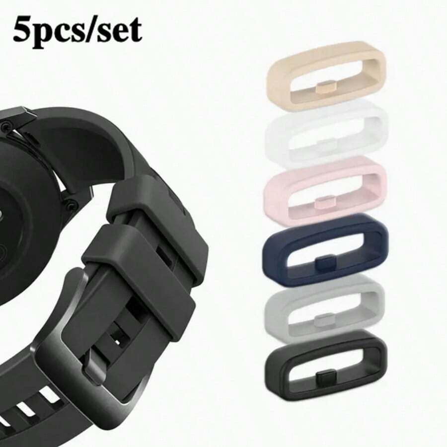 5pcs Multi-Color Silicone Watch Band Rings - Durable Watch Band Clips And Protectors For Smartwatches, Sports Watches | Flexible Rubber Replacement Rings With Safety Buckle