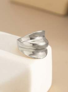 1pc Exaggerated Minimalist Metal Circular Mushroom Design Open Ring, Decorative Jewelry For Women