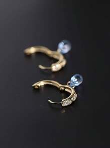 1 pieza Pendientes de gota de cristal azul falso con baño de plata, diseño original, joyería elegante y lujosa adecuada para damas, uso diario, vacaciones, fiestas, regalo sorpresa para la novia