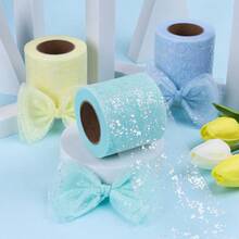 Shimmery Tulle Ribbon - 2.4 Inches/6.1cm Width, 5 Yards/4.57m Roll, Suitable For DIY Ballet Tutus, Wedding Decorations, Bow Headbands, And Tulle Netting - Multicolor - View 3