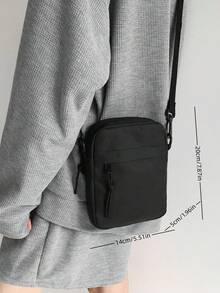 Minimalist Square Bag, Solid Black Color, Adjustable Shoulder Strap, Holiday Storage Pouch - Black - View 5