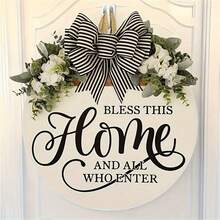 Welcome Sign For Front Door, Rustic Round Wood Wreaths Wall Hanging Outdoor Decor, Porch Fence Decorations Hanging Gift For Home Outdoor For Spring Summer Fall All Seasons Holiday Halloween Christmas - Nhiều màu - Xem 1