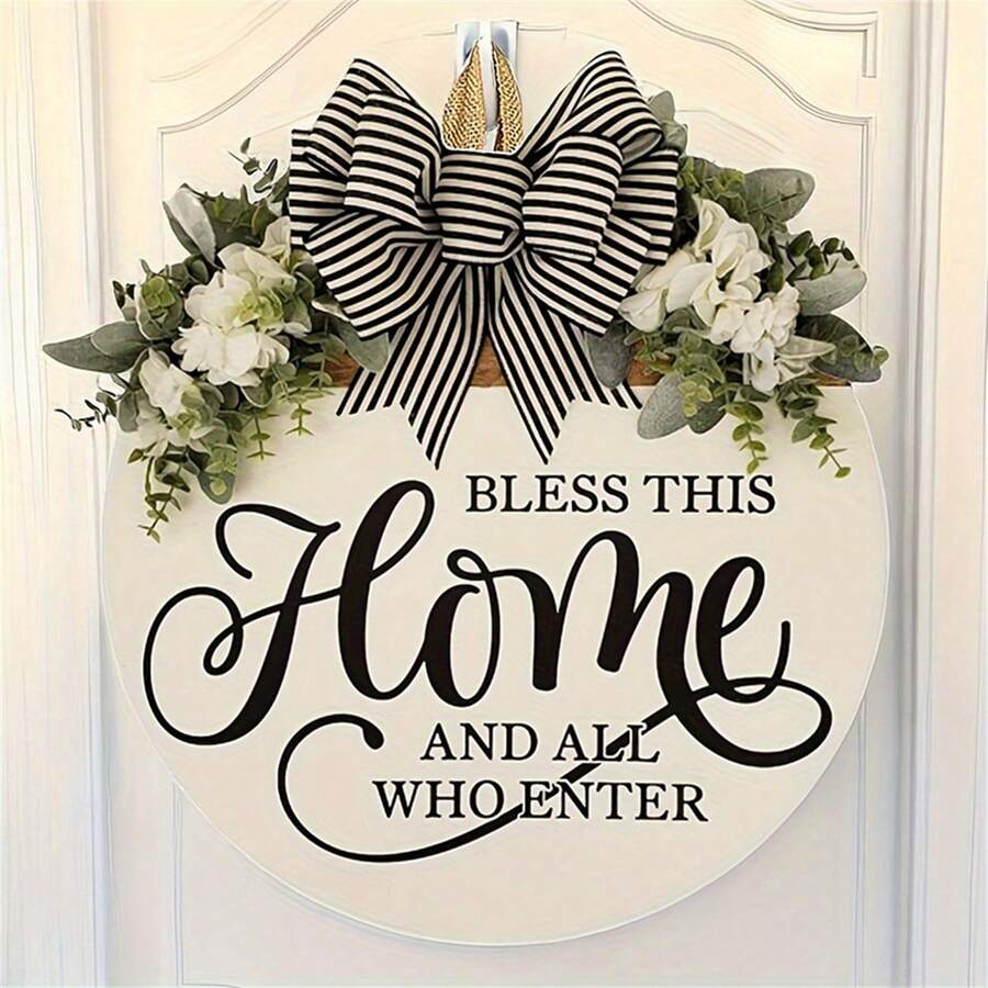 Welcome Sign For Front Door, Rustic Round Wood Wreaths Wall Hanging Outdoor Decor, Porch Fence Decorations Hanging Gift For Home Outdoor For Spring Summer Fall All Seasons Holiday Halloween Christmas - Nhiều màu - Xem 1
