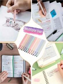 6pcs/Set Soft Tip Fluorescent Pens, Waterproof, Quick Drying, Suitable For Diary, Scrapbooking, School Supplies, DIY Decoration, Journaling, Note Taking, Office, Writing & Highlighting, Back To School, Random Colors