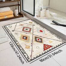 1pc Vintage Printed Area Carpet, Retro Style, Washable Plush Polyester Rectangular Textured Details, Soft Non-Pilling, Absorbent, Non-Slip, Easy Care Rugs Suitable For Living Room, Bedroom, Kitchen, Nursery, Office, Party, Birthday, All Seasons