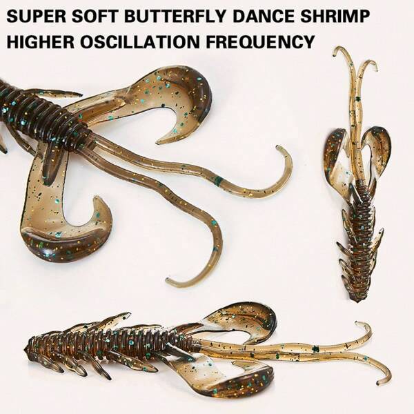 10pcs 10cm/3.7g Simulated Silicone Shrimp Fishing Lures, Floating TPE Material Soft Swinging Bait, Fishing Accessories