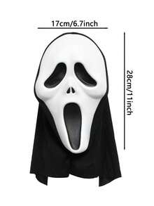 1pc Scary Screaming Ghost Face Mask, Suitable For Holiday Wear Halloween - White - View 2
