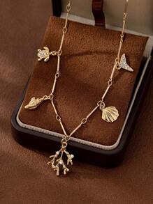 1 Pc Minimalist Summer Ocean Themed Seashell, Fish, Sea Turtle Pendant Necklace