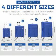 Extra Large Suitcase 32" Super Lightweight Luggage 20% Expandable 4 Wheels Spinner 3-Digit Combination Lock Soft Shell Luggage Check In For 30kg - Blue - View 9