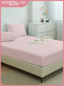 1 pieza Sábana ajustada de unicolor, protector de colchón, funda de colchón para cama, sábana de bolsillo profundo, suave y transpirable, para cama de todos los tamaños - Twin, Full, King, Queen, para ropa de cama del hogar y artículos esenciales para dormitorio escolar