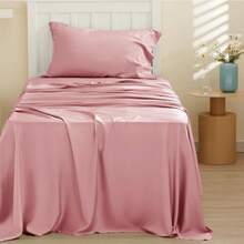Bedsure Queen Sheet Set, Cooling Sheets For Queen Size Bed Set, Rayon Derived From Bamboo, Breathable & Soft Deep Pocket Up To 16 Inches, Hotel Luxury Silky Bedding, Bedsheet & Pillowcases, Dark Grey - 21 - 腮紅粉色 - 查看 2