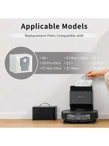 Dust Bag For Roborock S8+, S8 Pro Ultra, Q7 Max+/Max, Q5 Max+, Q8 Max+, S7 Pro Ultra, Q5, Q5+, Q7, S7 MaxV Ultra Robot Vacuum, 3.5L Large Capacity Disposable Bag