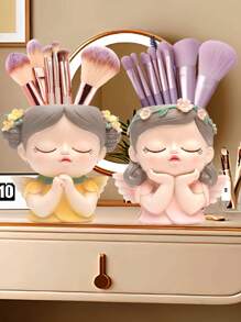 1pc Creative Little Fairy Makeup Brush Storage Tube Dressing Table Desktop Eyeshadow Eyebrow Pencil Brush Pencil Holder Storage Rack, Little Girl Light Luxury High-End Office Decorative Ornaments, Girly Heart Desktop Storage Girl Gift Ins, Best Gift, Winter, Decorations, Home, Wedding Decorations, Home Decorations, Jewelry Collection Box, Party Decoration Valentine's Day Birthday