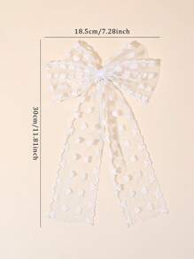 1 pieza Pinza de pelo con gran lazo blanco para niñas, lazos de tul con cola larga para niños, decoraciones elegantes para niños