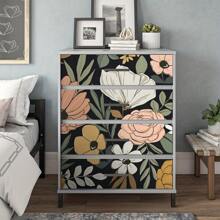 Autocolante detașabile pentru stâlpi de scară, 7 x 39 inch, pachet de 5 autocolante florale închise la culoare, autocolante impermeabile pentru mobilă, tapet autocolant, autocolante din vinil PVC, tapet cu model floral în stil boem, decor de perete, decor cameră, tapet, autocolante de perete, autocolant de perete