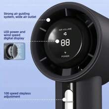100-Speed Handheld Turbine Fan, Mini Portable USB Rechargeable, Long Battery Life, LED Display, Compact Fan For Desk And Outdoor Camping