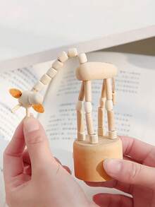 1pc Wooden Animal Decor For Baby Room, Daycare Desktop Decoration, Cartoon Craft Diy Baby Shower Family Decorations Gifts