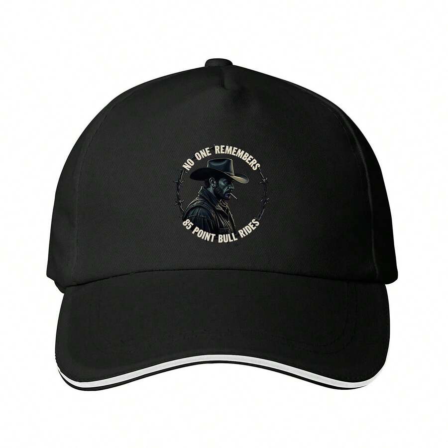 Denim Patchwork Graphic Baseball Cap - Rustic Western Edge - Black - View 1